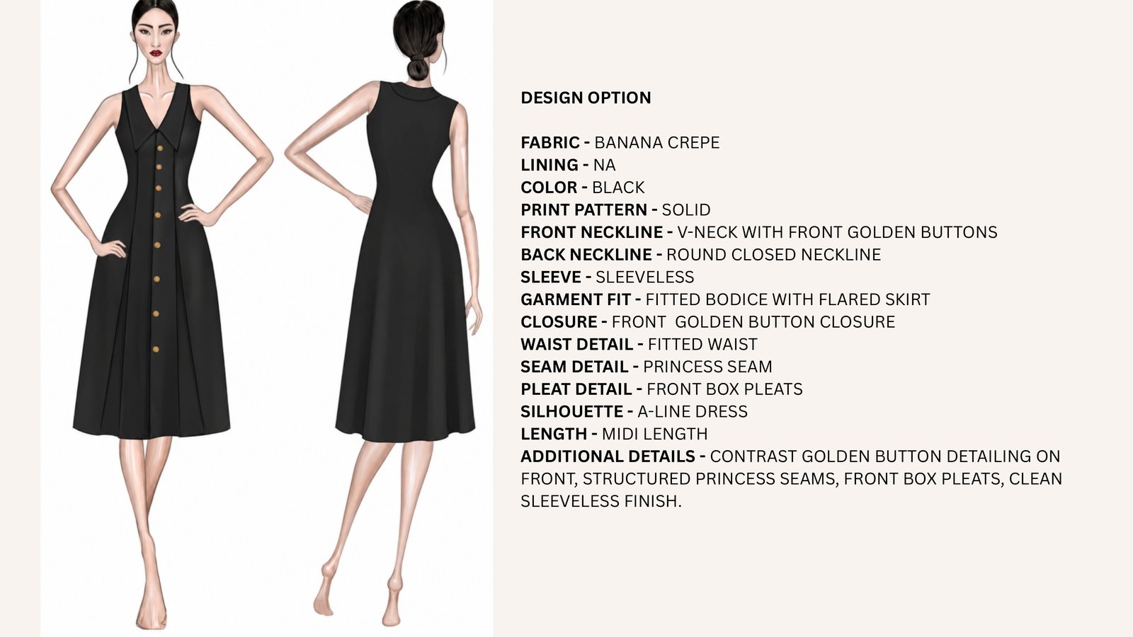 Design option: black button-front