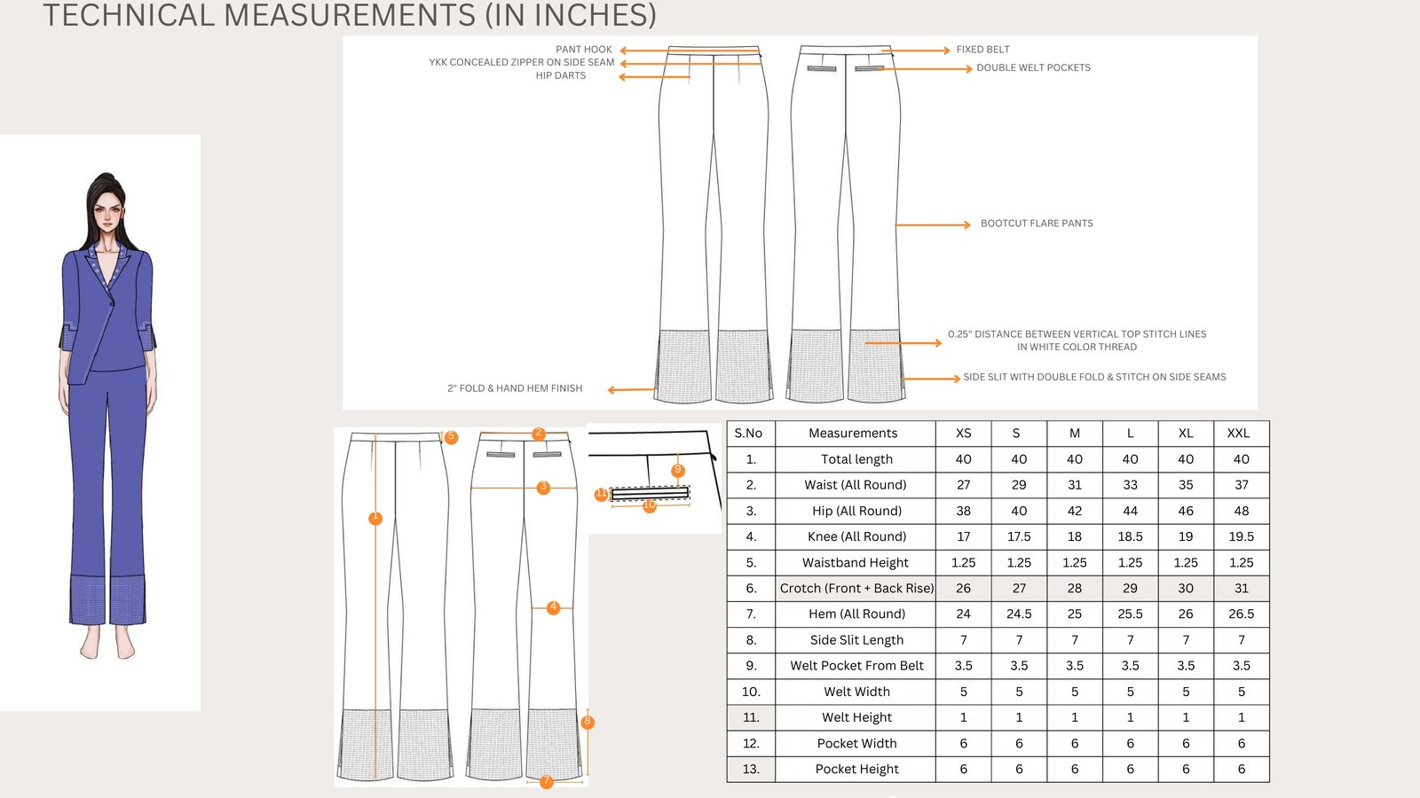 Measurements: bootcut flares
